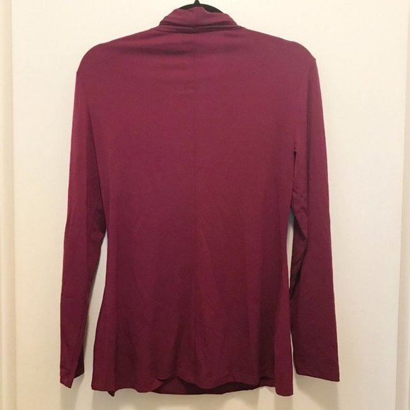 ECI New York M Wine Purple Color V-Neck Drape Blouse Top - Picture 2 of 6
